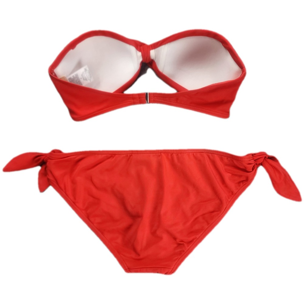 Michael Kors Womens Bikini Set Size 4 Red Bandeau Side Tie MK48427 - Picture 3 of 12
